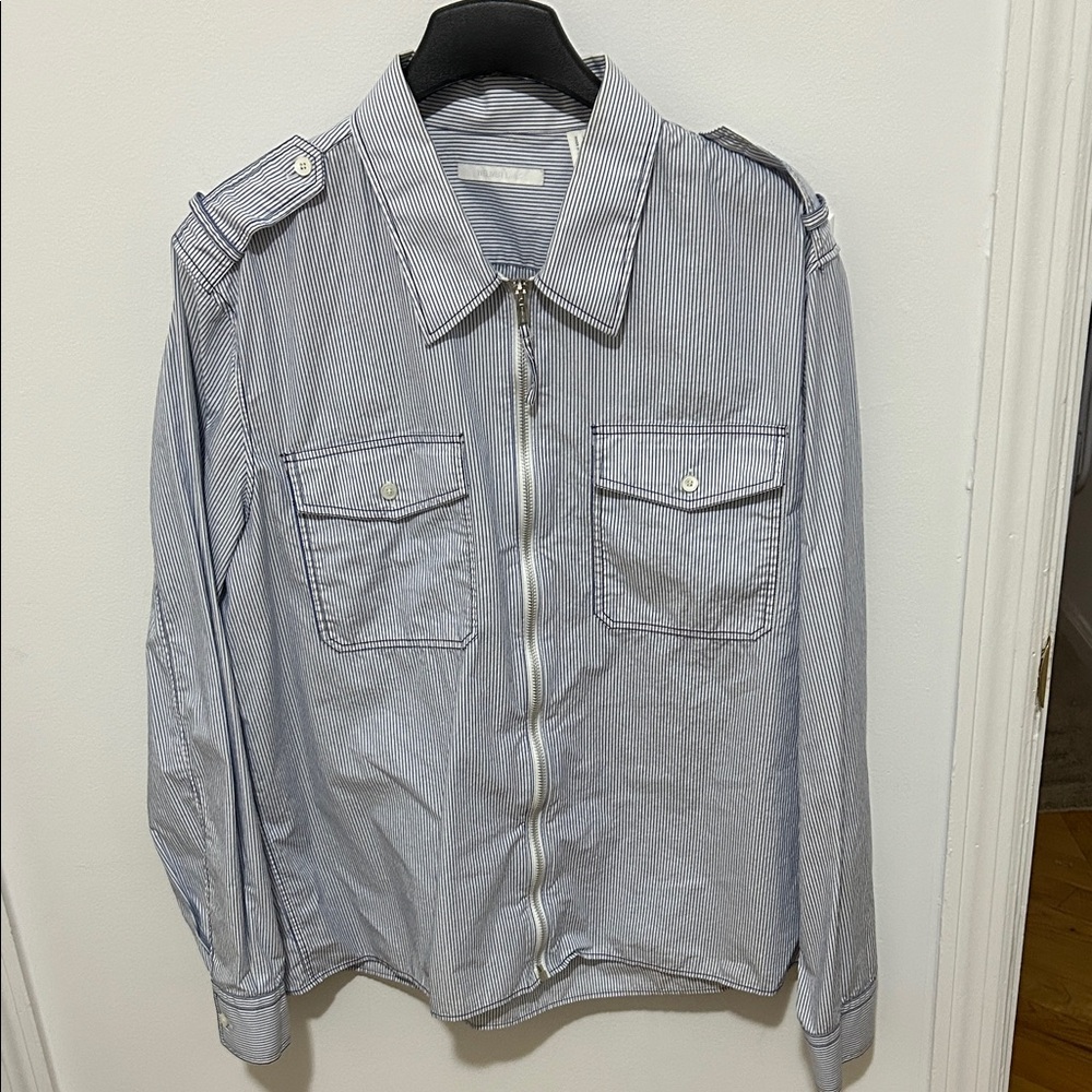Helmut Lang Blue and White Striped Shirt